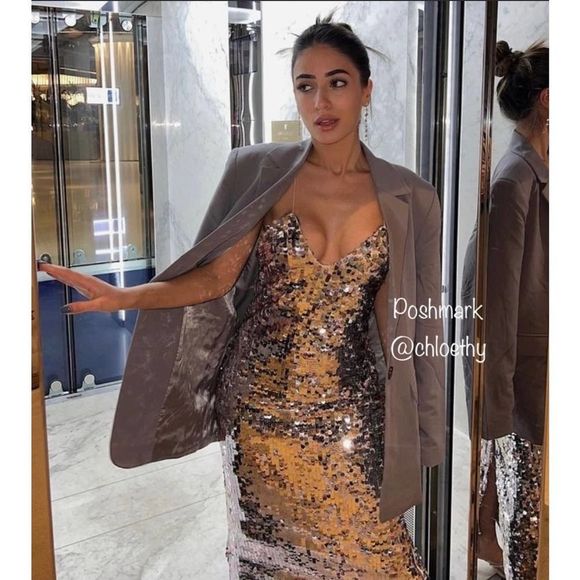 STRAPPY SEQUIN DRESS SILVER Silver Size Medium 9373/567 027/192 - Picture 13 of 13